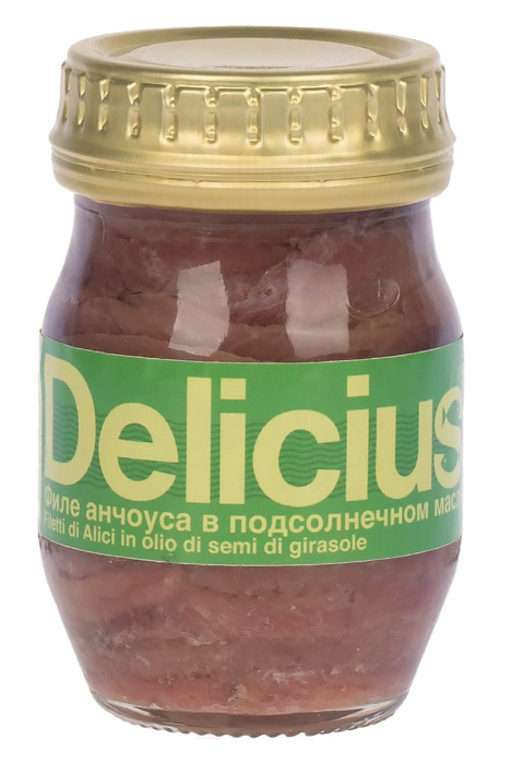 Анчоус DELICIUS филе в подсолнечном масле 90 г