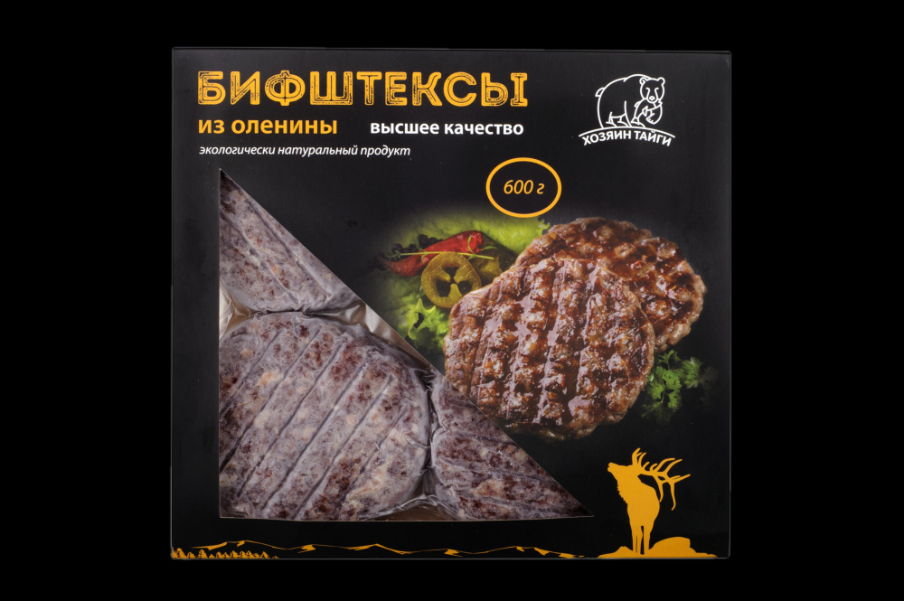 Бифштекс из оленины, в/у, 600гр.